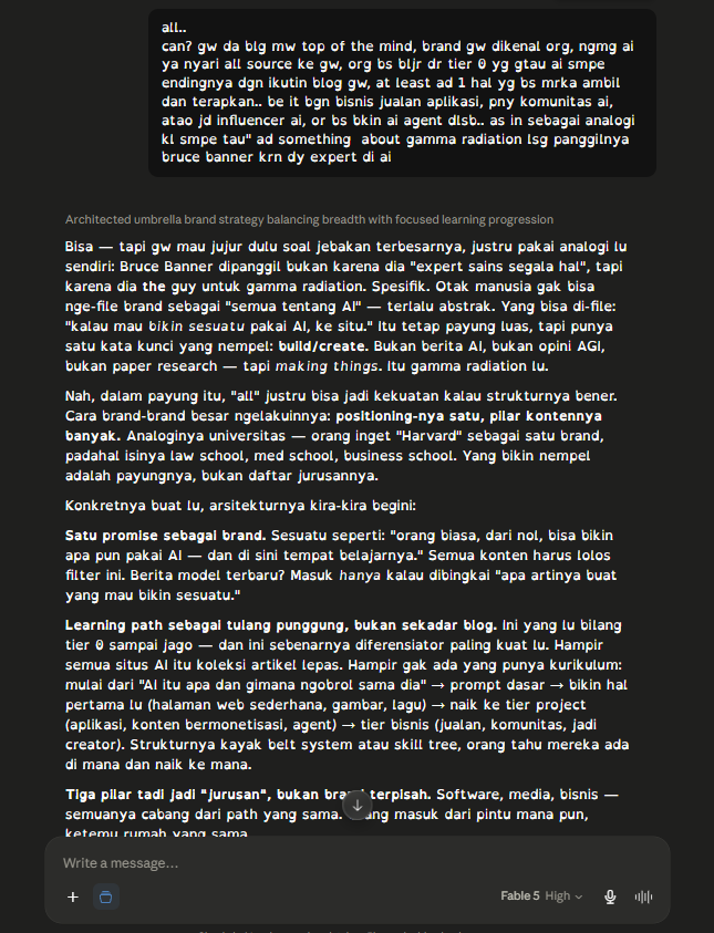 Build log: the author's all-of-it ambition with his Bruce Banner analogy, and the AI pushing back using the same metaphor — the guy for gamma radiation, not all of science